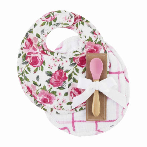 Mud Pie Baby Rose Bib & Spoon Set