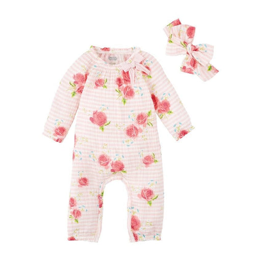 Mud Pie Baby STRIPE ROSE SLEEPER