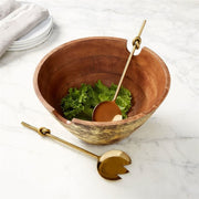 Mud Pie Bowls GOLD WOOD SERVING BOWL SET