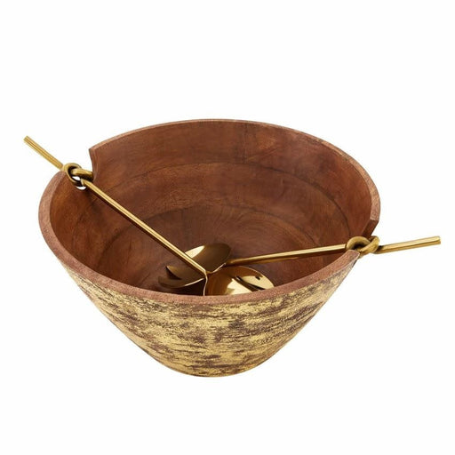 Mud Pie Bowls GOLD WOOD SERVING BOWL SET