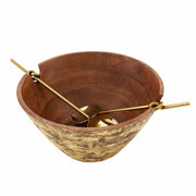 Mud Pie Bowls GOLD WOOD SERVING BOWL SET