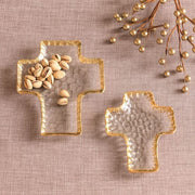 Mud Pie Decor Mud Pie Gold Edge Cross Tidbit Tray Set