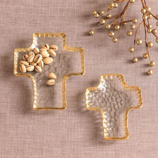 Mud Pie Decor Mud Pie Gold Edge Cross Tidbit Tray Set