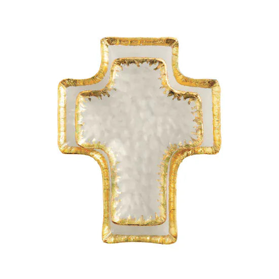 Mud Pie Decor Mud Pie Gold Edge Cross Tidbit Tray Set
