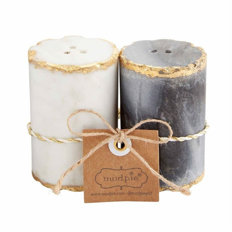 Mud Pie ELECTROPLATE MARBLE SALT AND PEPPER SHAKER