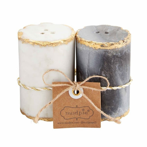 Mud Pie ELECTROPLATE MARBLE SALT AND PEPPER SHAKER