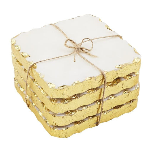 Mud Pie GOLD MARBLE COASTER SET
