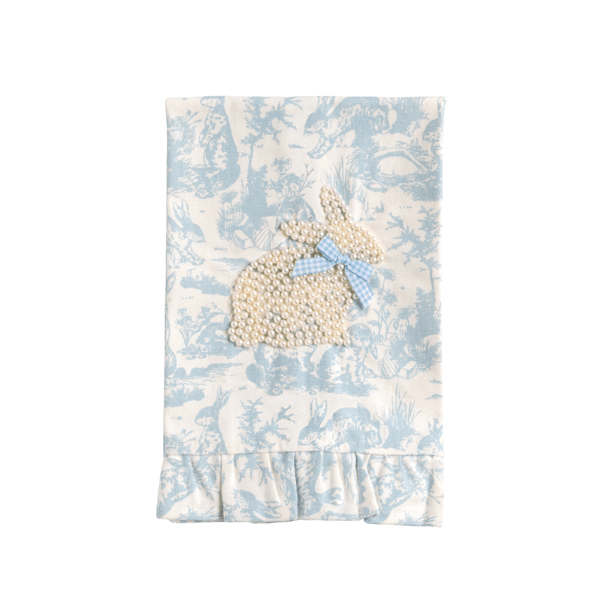 Mud Pie Kitchen Towel Mud Pie Blue Toile Bunny Pearl Towel Final Sale