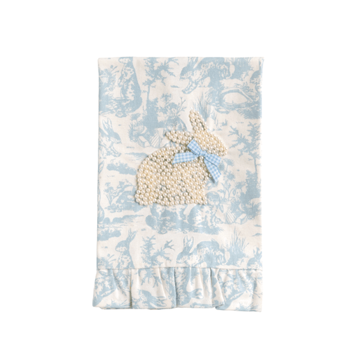 Mud Pie Kitchen Towel Mud Pie Blue Toile Bunny Pearl Towel Final Sale