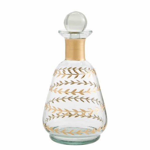 Mud Pie Leaf Pattern Etched Decanter