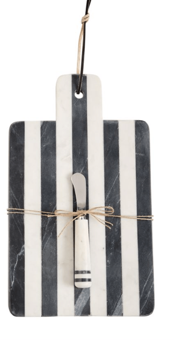 Mud Pie PADDLE STRIPE MARBLE BOARD SET