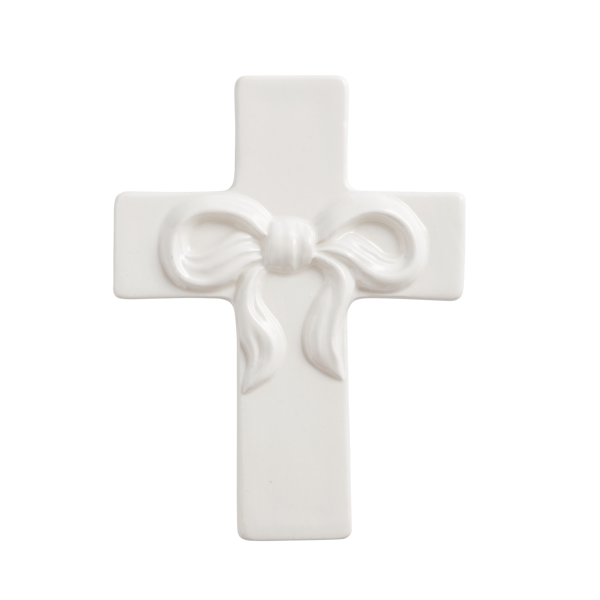 Mud Pie Religious Items Mud Pie Medium Bow Ceramic Cross