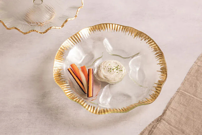 Mud Pie Serveware Mud Pie Gold Edge Ruffle Section Platter