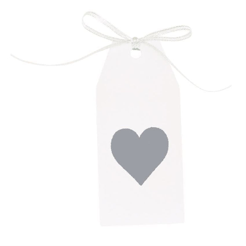 Mud Pie Silver Heart Wood Tag