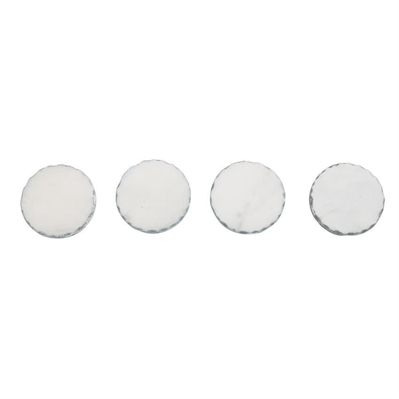 Mud Pie Silver Marble Foil Coaster Set