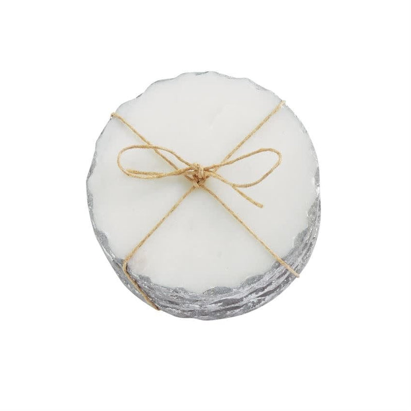 Mud Pie Silver Marble Foil Coaster Set