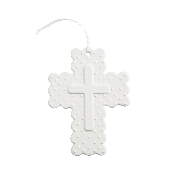 MudPie Baby Ceramic Dot Cross