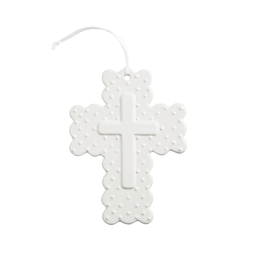 MudPie Baby Ceramic Dot Cross