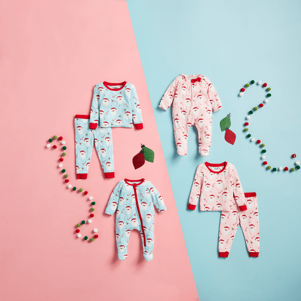 MudPie Baby Pink Santa Glow Pajama Set