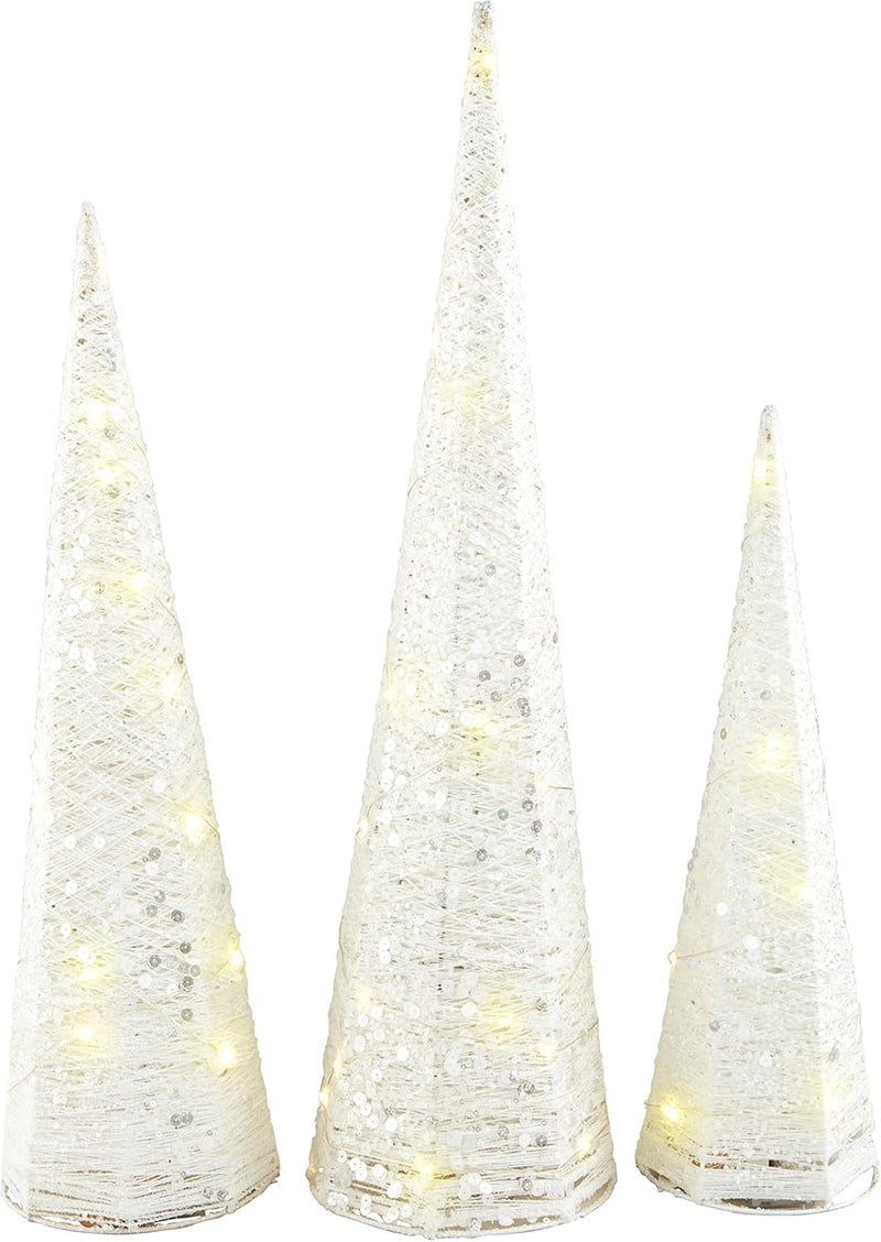 MudPie Christmas White Glitter Light-Up Tree Set