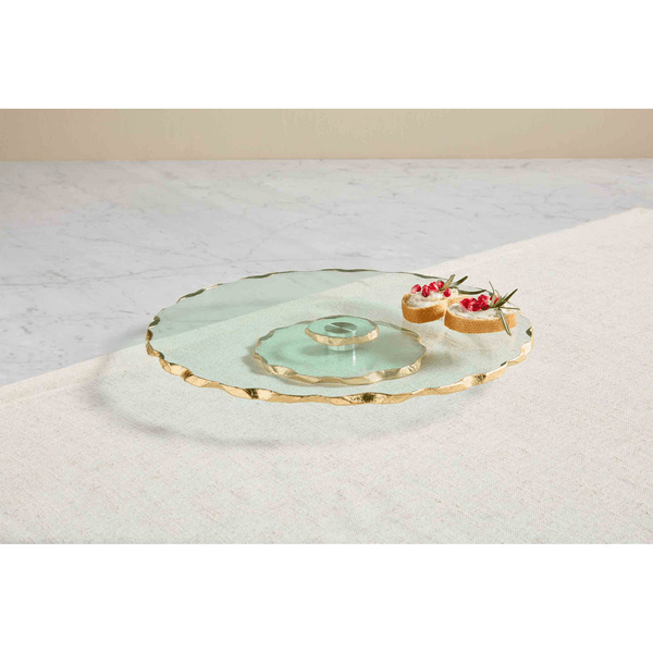 MudPie Platter Gold Edge Lazy Susan
