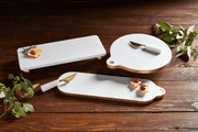 MudPie Platter Round Marble & Gold Board Set