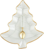 MudPie Serving Platter Gold Edge Glass Tree Platter