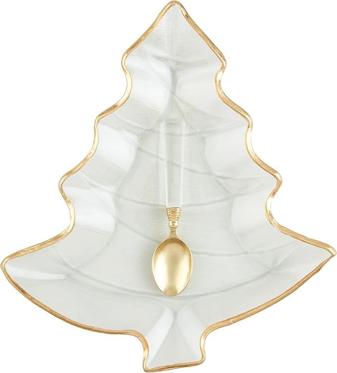 MudPie Serving Platter Gold Edge Glass Tree Platter