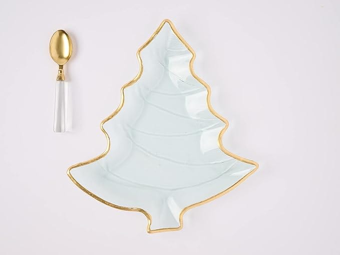 MudPie Serving Platter Gold Edge Glass Tree Platter