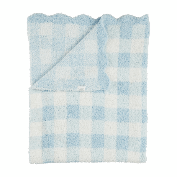 MudPie Unclassified Blue Gingham Chenille Blanket