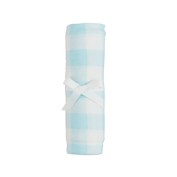 MudPie Unclassified Blue Gingham Soft Knit Swaddle