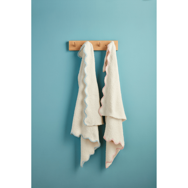 MudPie Unclassified Blue Scallop Chenille Blanket