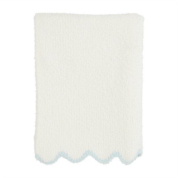 MudPie Unclassified Blue Scallop Chenille Blanket