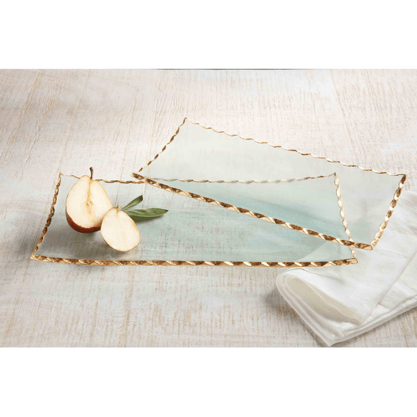 MudPie Unclassified Gold Edge Glass Tray Set