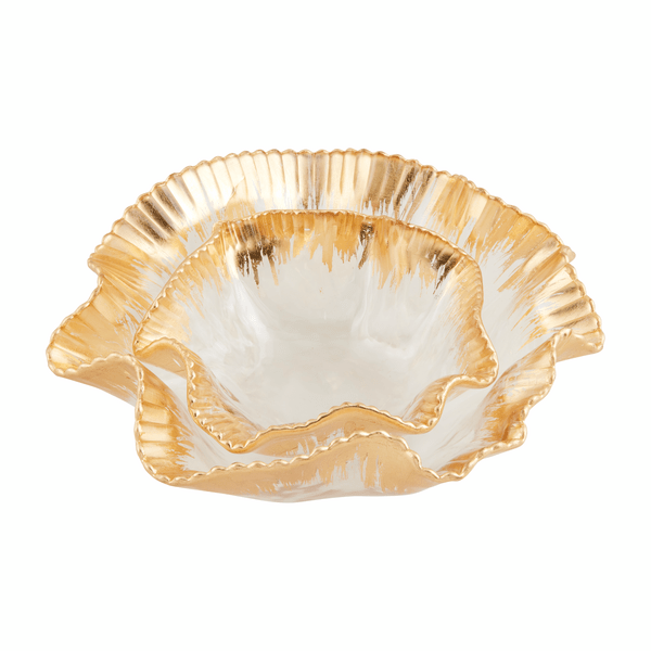 MudPie Unclassified Gold edge ruffle bowl set