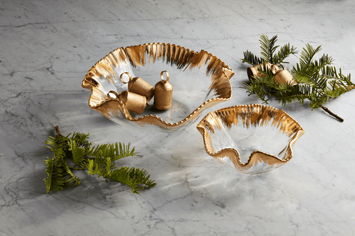 MudPie Unclassified Gold edge ruffle bowl set