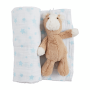 MudPie Unclassified Stars Swaddle And Rattle Set