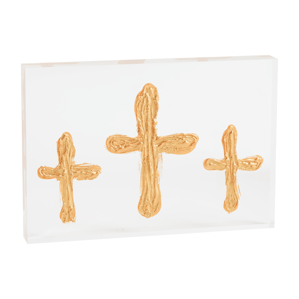 MudPie Unclassified Triple cross acrylic cross plaque