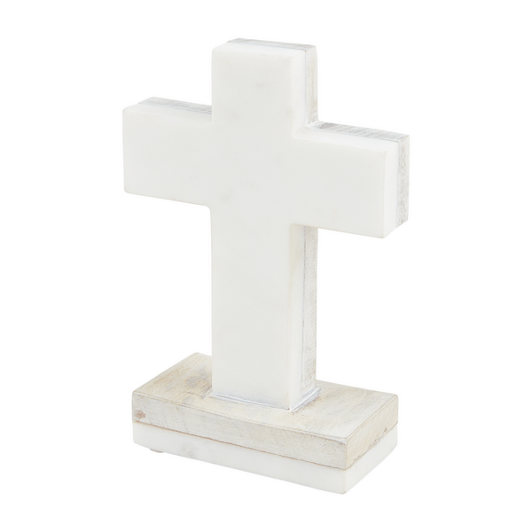 MudPie Unclassified White Marble Wood Cross