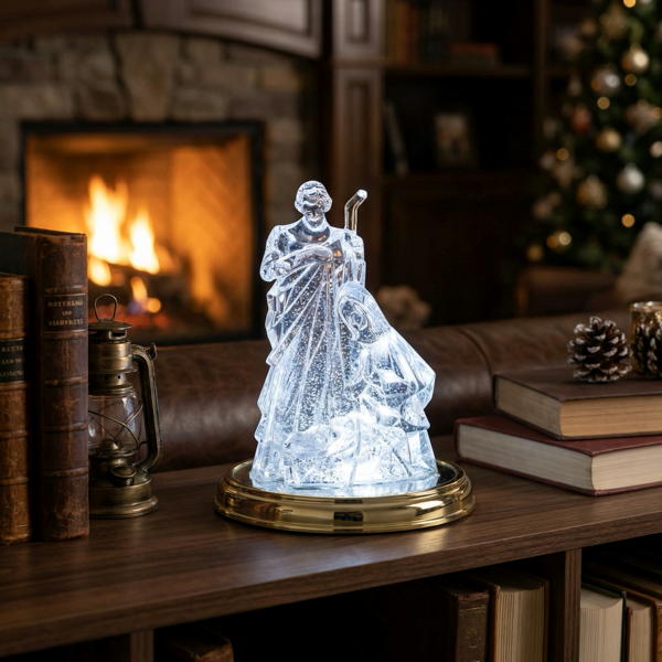 LED Light Up Shimmer Holy Family Figurine