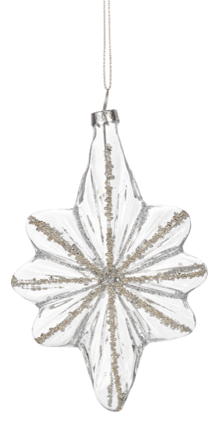 Glitter Star Ornaments - Silver