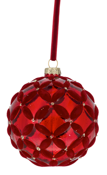 Flocked Basket Weave Ball Ornament - Large