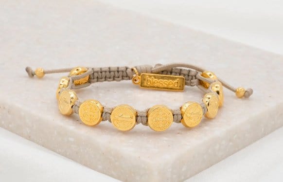 My Saint My Hero Benedictine Blessing Bracelet - Gold Medals