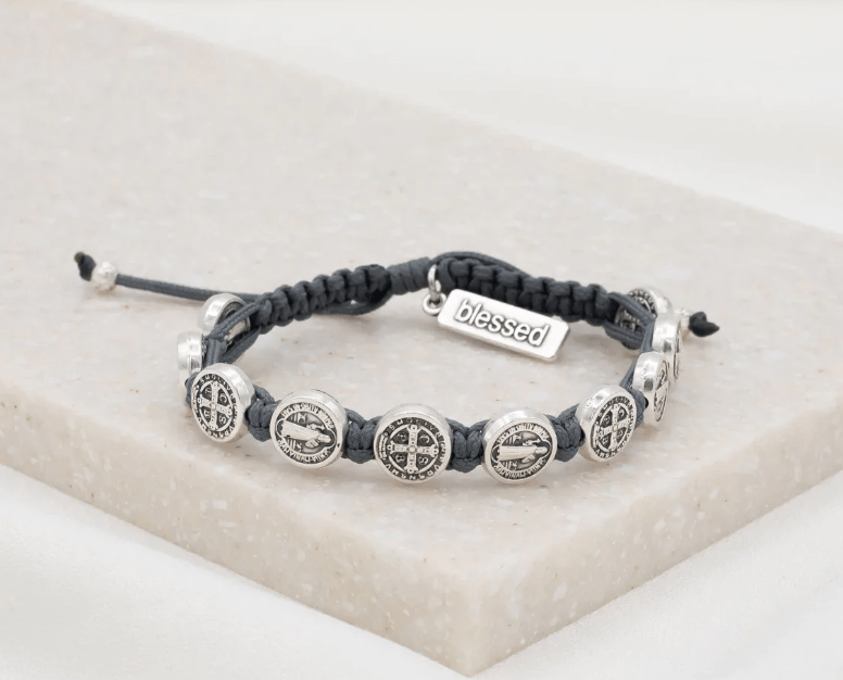 My Saint My Hero Benedictine Blessing Bracelet - Silver Medals