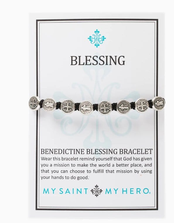 My Saint My Hero Bracelet Benedictine Blessing Bracelet - Silver Medals