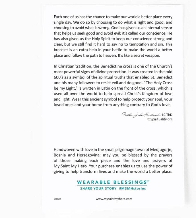 My Saint My Hero Bracelet Benedictine Blessing Bracelet - Silver Medals