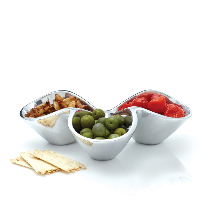 Nambe Bella Triple Condiment Server