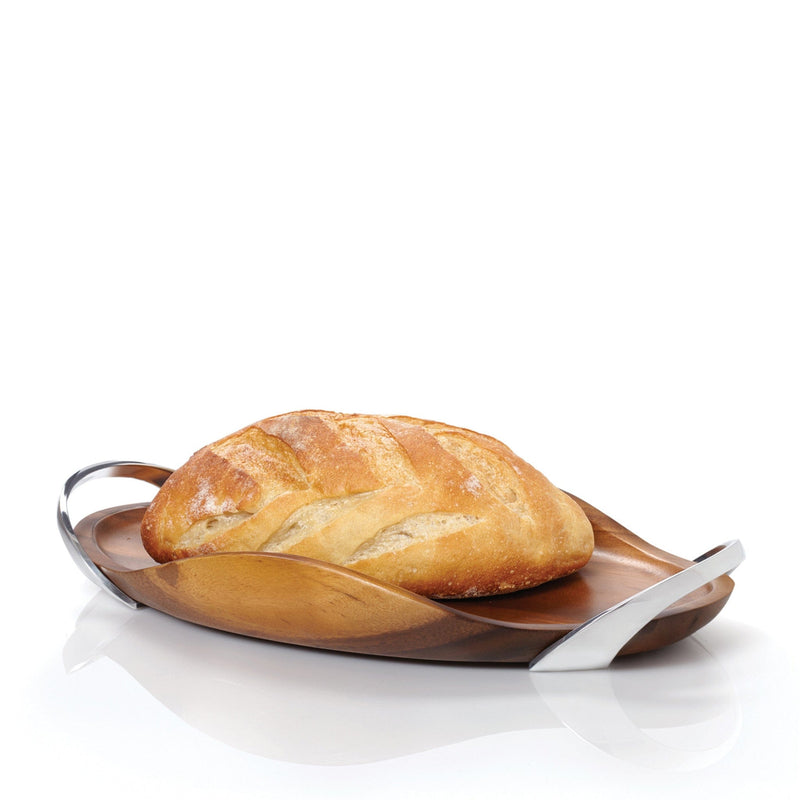 Nambe Bella Wood Handled Tray - 18in.