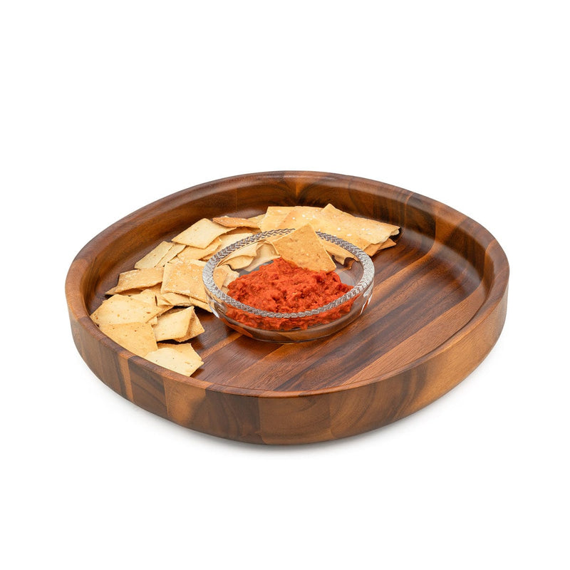 Nambe Serving Accessories Braid Glass Chip & Dip