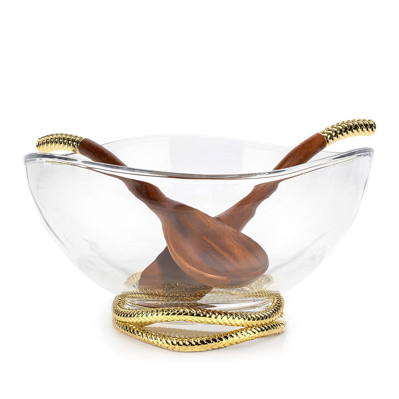 Nambe Unclassified Braid Gold Glass Salad Bowl & Servers